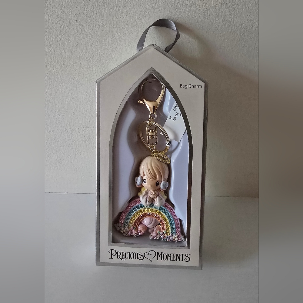Precious Moments Angel with Rainbow Bag Charm Keychain NIB